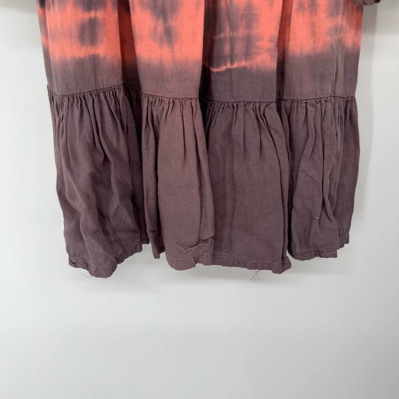 North Shore Tie Dye Ruffle Blouse Women's Size M Orange Bell Sleeve Y2K Flowy - Picture 4 of 6